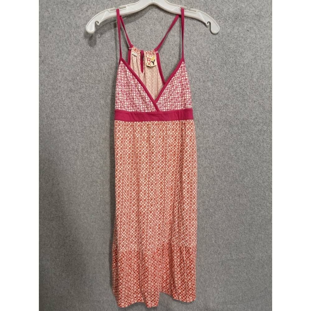Roxy Dress Womens L Multicolor Geometric V Neck Empire Sundress Short Beach